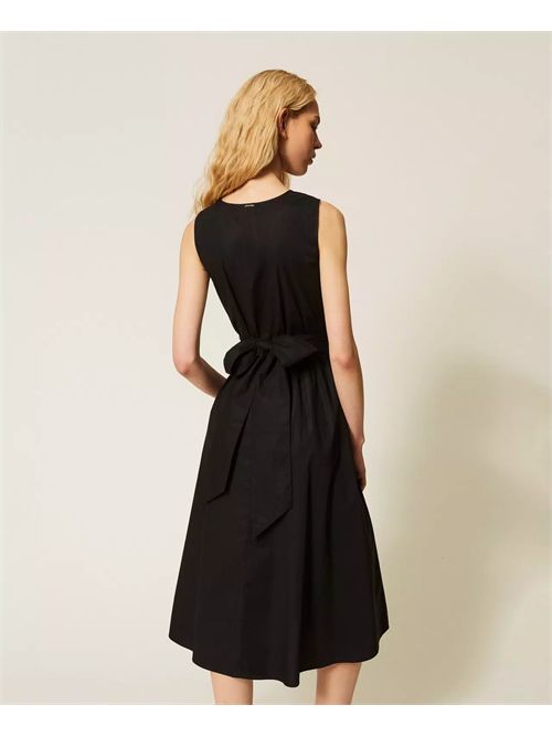 Abito longuette in popeline con cintura logo TWINSET | TT2161/00006